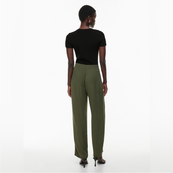 Aritzia Babaton Tribute Wide Leg Elastic Waist Pant in green Sz Small - Picture 2 of 9